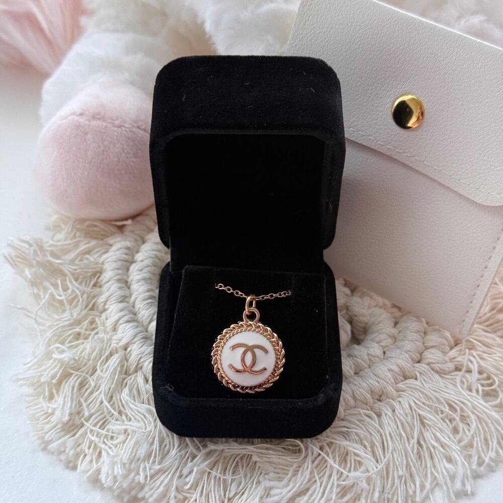 Vintage CC White Button Upcycled Necklace ✨BOGO Sale!